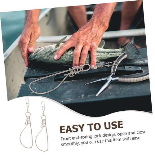 BESPORTBLE Stainless Steel Fish Stringer Clip - Heavy Duty Fishing Stringer with Lock for Outdoor Fishing Portable and Reliable Fish Control Tool 6.69X1.57In