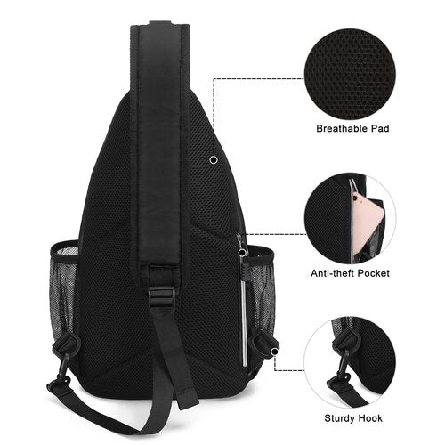 MOSISO Crossbody Sling Backpack, Portable Travel Hiking Daypack Chest Sling Bag Casual Daypack One Strap Chest Backpack for Women Men Outdoor Hiking Travel, Retro Flower