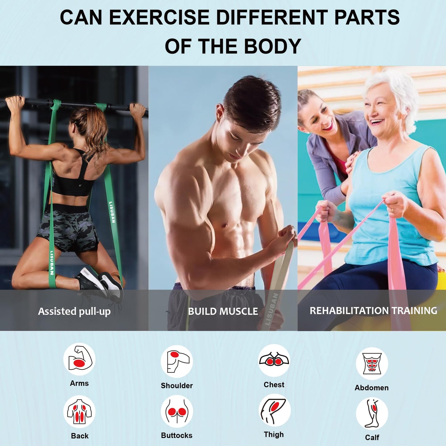 LISUBAN Pull Up Bands, Exercise Bands Resistance, Resistance Bands, Pull Up Assistance Bands, Workout Bands Resistance, Bands for Working Out, Ideal for Strength Training, Assisted Pull-ups, Gym