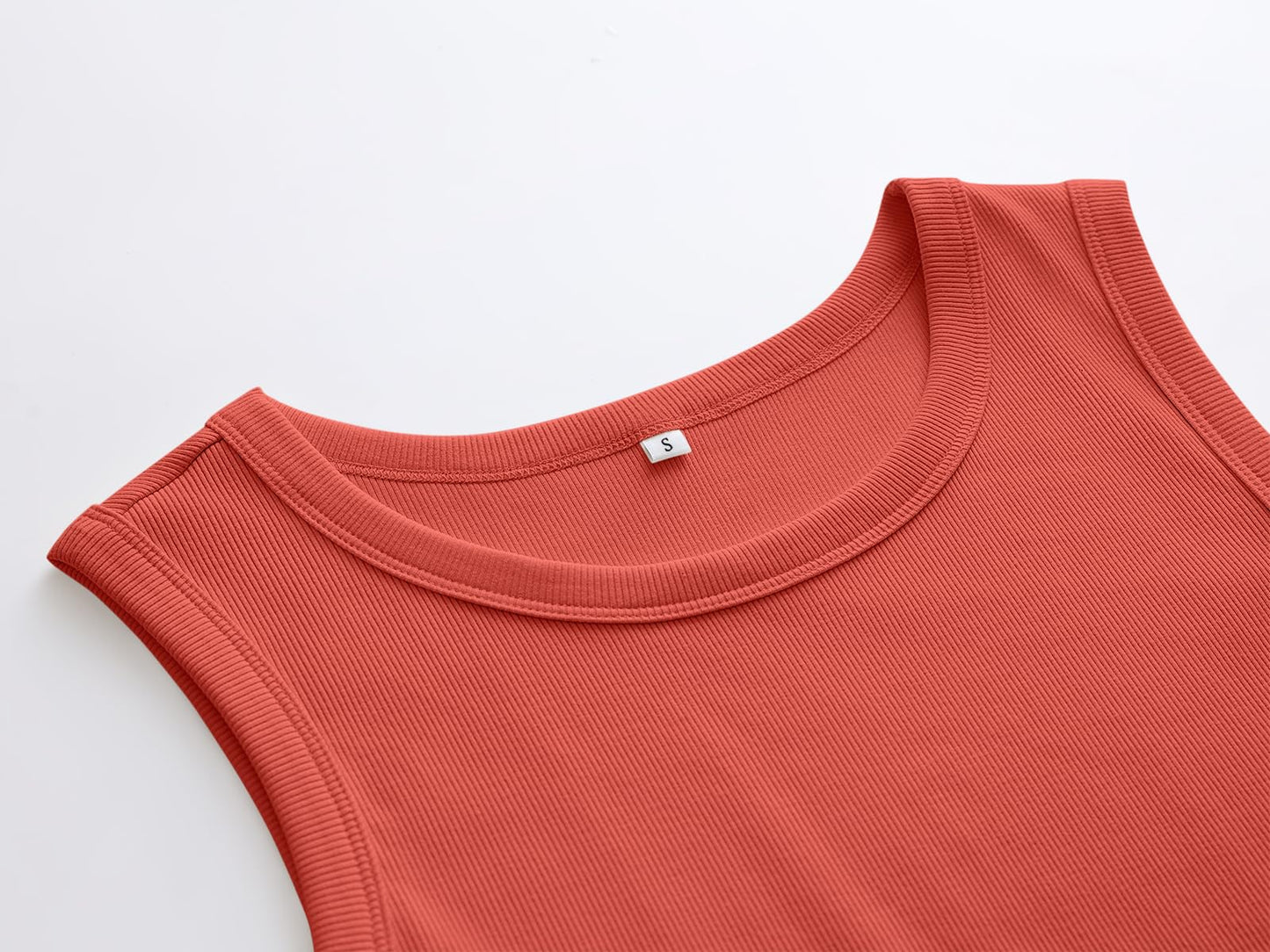 ANRABESS Womens Sleeveless High Neck Tank Tops Fashion Summer Casual Basic Slim Fit Ribbed Racerback Top Shirt Clothes Orange Red X-Large