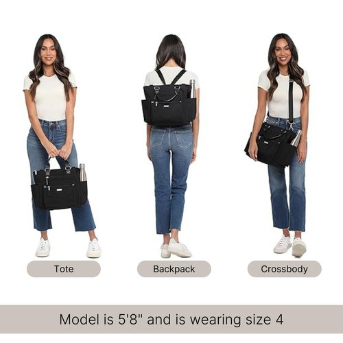 Baggallini Womens 3-in-1 Convertible Backpack, Black Hydrangea, One Size US