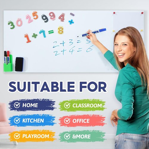 Magnetic Whiteboard Contact Paper 39" x 18"- Peel and Stick whiteboard, Easy to Erase and Write, Adhesive Magnetic Dry Erase White Board Sticker for Wall, Perfect for Home and Office,Kitchen,playroom