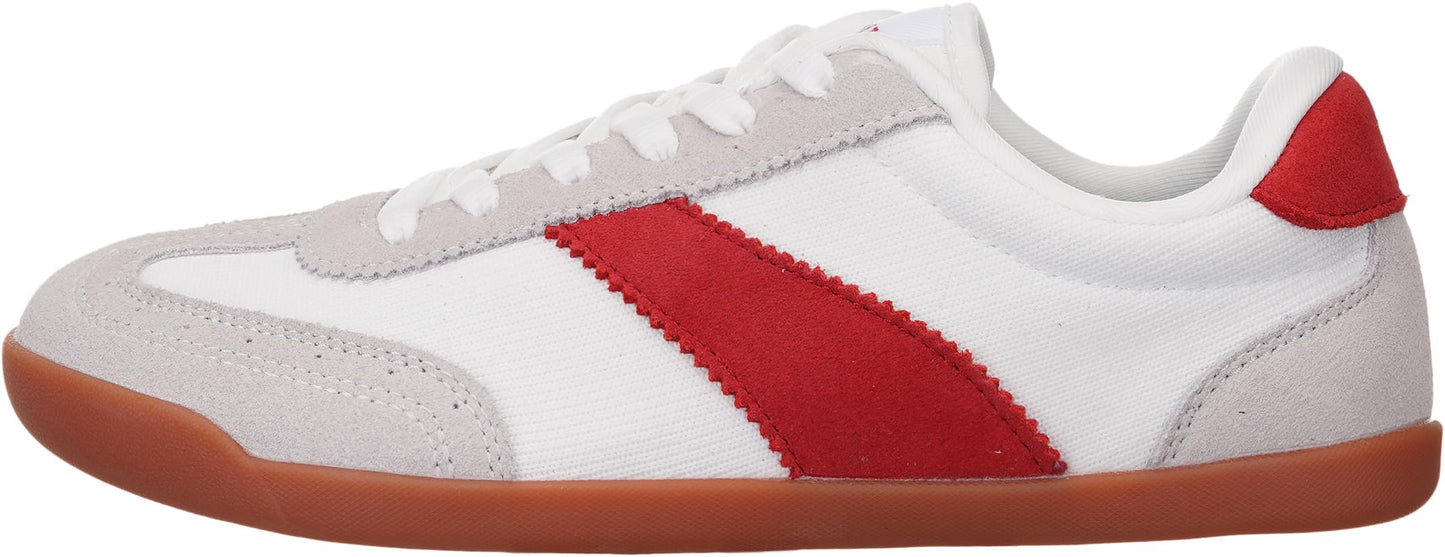 WHITIN Women's Barefoot Sneakers Casual Minimalist Zero Drop Sole Wide Toe Box Shoes Minimus Size 8 Width 8W Laces Up Brogue Outdoor Grey Red Gum 39