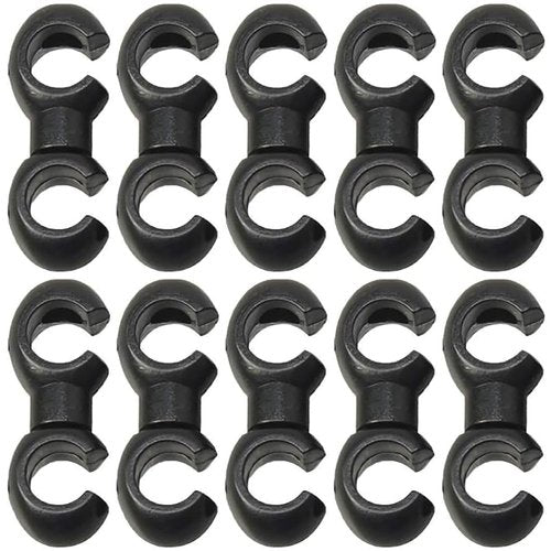 Bxian 10PCS 19.4mm Length Bicycle Black Cable Clip Bicycle Swivelling S Shaped Plastic Hook Clip Hose Guide for Brake Cable and Chainstay Cross Hook