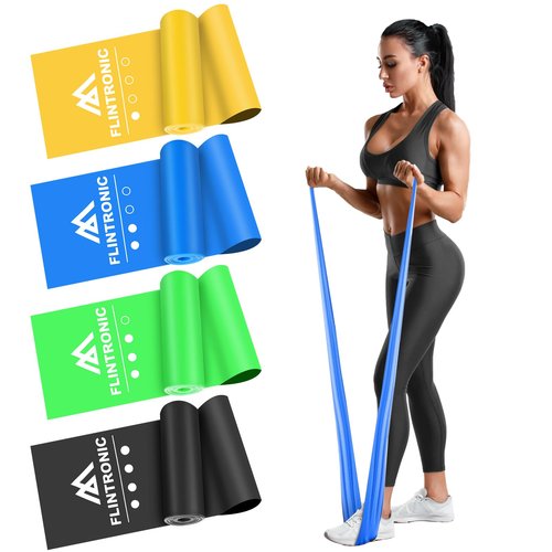 Flintronic Exercise Resistance Bands, 4 Pack Resistance Bands Set, TPE Elastic Bands with 4 Resistance Levels, 1.5M Workout Resistance Bands for Women and Men Strength Training, Yoga, Pilates