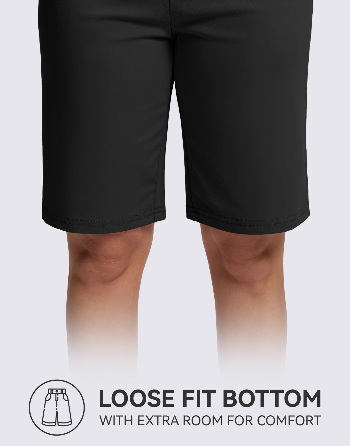 G Gradual Bermuda Shorts for Women with Pockets 10" Knee Length Womens High Waisted Long Shorts for Walking Athletic Workout(Black,XL)