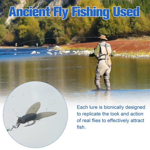 Bionic Fly Fishing Bait, Flies Fishing Lures Kit Trout Jigs Swimbaits Dry Flies Fly Fishing Lures Fish Attractant Fly Fishing Hook for Saltwater Freshwater Bass Panfish 15mm