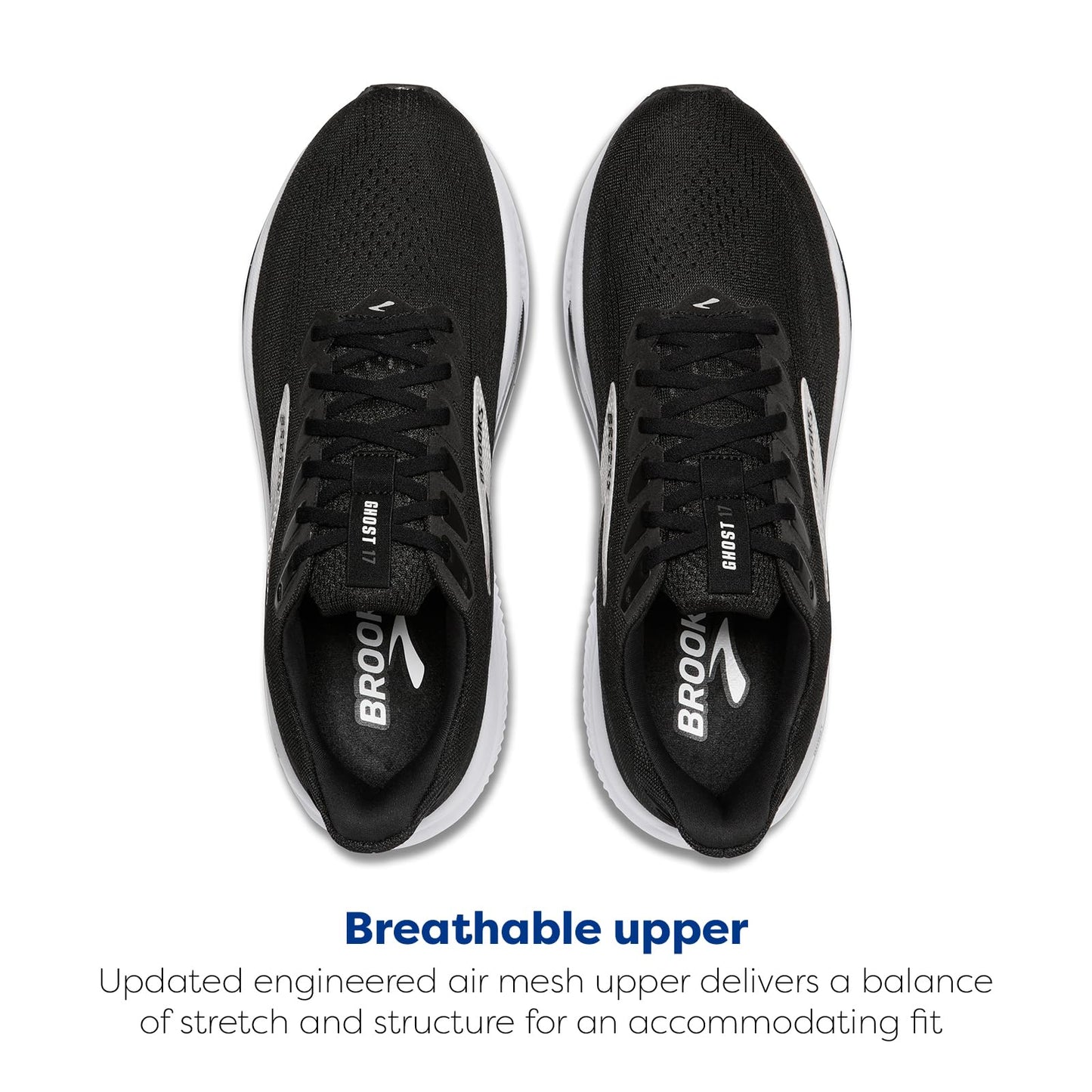 Brooks Women’s Ghost 17 Neutral Running Shoe - Black/Grey/White - 10 Wide