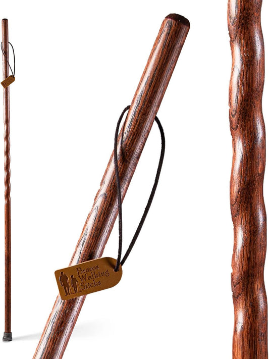 Handcrafted Twisted Oak Walking Stick for Men & Women - USA Made Trekker Style