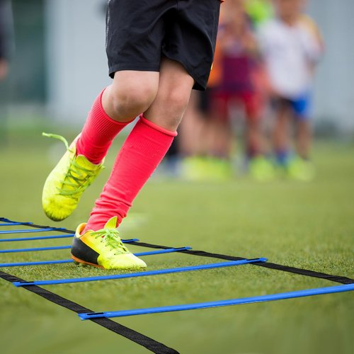Vertintong Agility Training Poles Equipment Soccer Training Equipment Includes 4 Pcs 5ft Soccer Training Poles 13 ft Agility Ladder 10 Soccer Disc Cones with Black Bag for Speed Training(Blue)