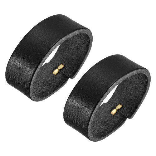 uxcell 2Pcs Leather Belt Loop Keepers, 11.5cm Outer Girth Belt Strap Ring Buckle for DIY Craft Bag Belt Fixing (Black)