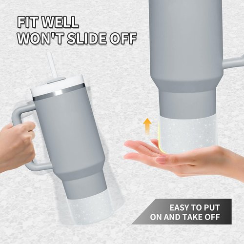 WUQID 2 Pack Bling Silicone Boot Compatible with Stanley Quencher Adventure 40oz & Stanley IceFlow 20oz 30oz, Reduces Dents Protective Water Bottle Bottom Cover Sleeve Compatible with Stanley Tumbler