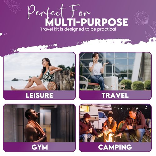 Compact Personal Shower Kit To-Go– Your Hygiene Companion for Travel, Gym, Camping | Shower on the Go | Shampoo, Soap, Towel. All in One (1)