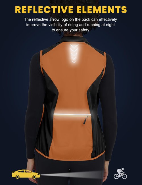 Little Donkey Andy Windproof Sleeveless Vest Jacket for Women, Water-Repellent Stretch Sports Vest for Cycling, Running (Orange XS)
