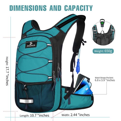 Zounich Hydration Backpack, Breathable Running Backpack with 3L Water Bladder, Large Capacity Hiking Rucksack Outdoors Hydration Bag Pack Perfect for Cycling Camping Fitness Climbing Fits Men & Women