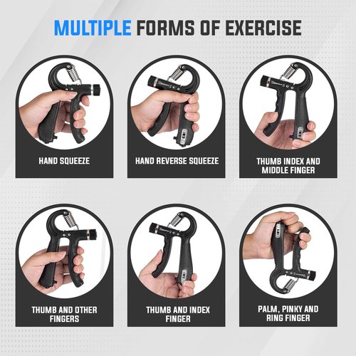 EcoVenture- Grip Strength Trainer Set (5 Piece), Forearm Strengthener, Forearm Adjustible Trainer Grip Exercise, No Slip, Adjustable Resistance