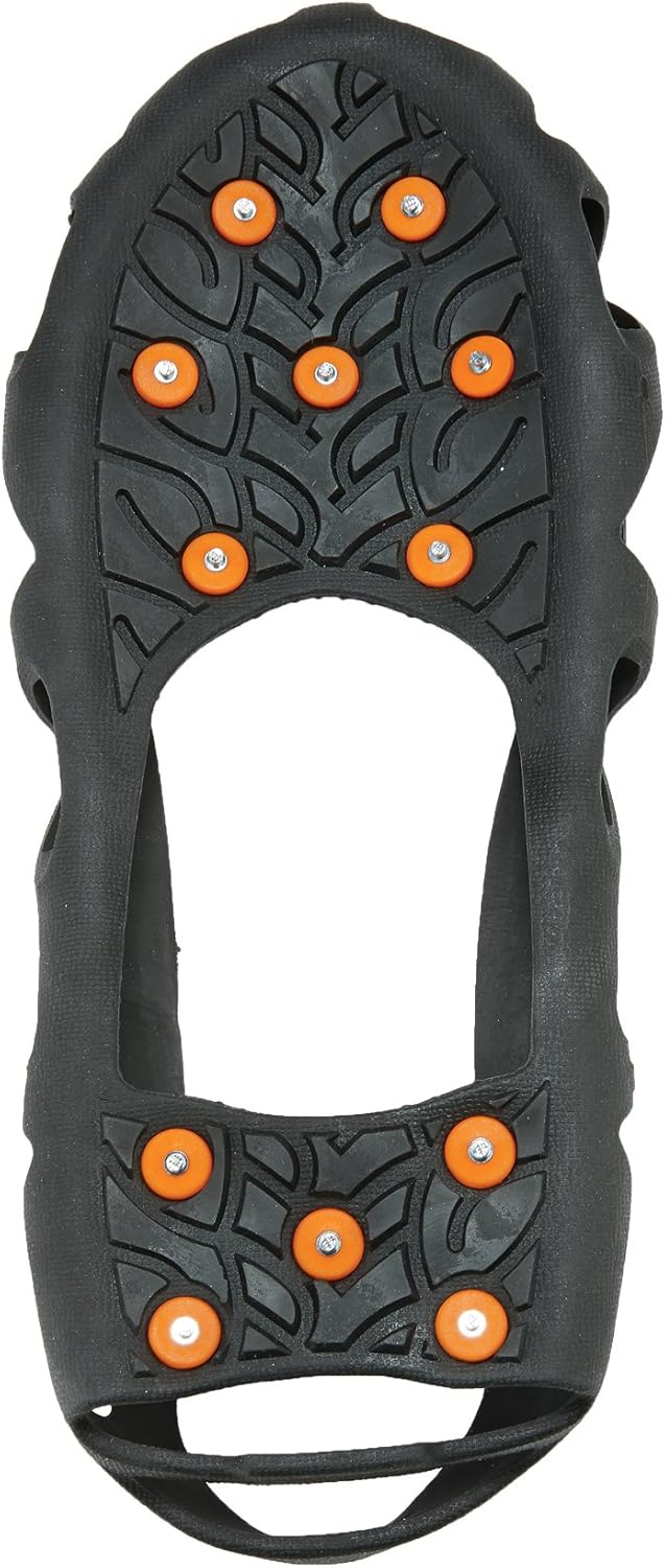 Ergodyne TREX 6304 Performance Traction Cleat Grips Ice and Snow, One-Piece Easily Attaches Over Shoe/Boot with Carbon Steel Spikes to Provide Anti-Slip Solution, Large,Black