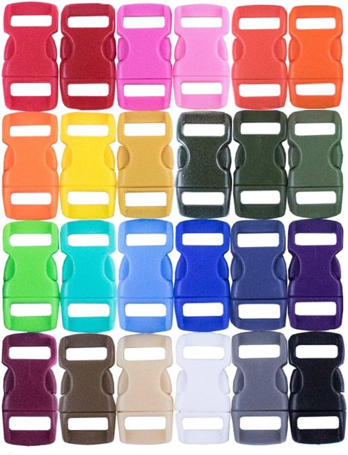 Contoured 3/8" Side Release Buckles - 5, 10, & 20 Pack - 30+ Color Options