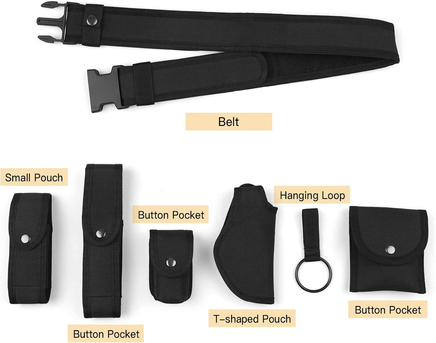 Modular Duty Belt with Pouches & Holster for Law Enforcement, Security & Hunting
