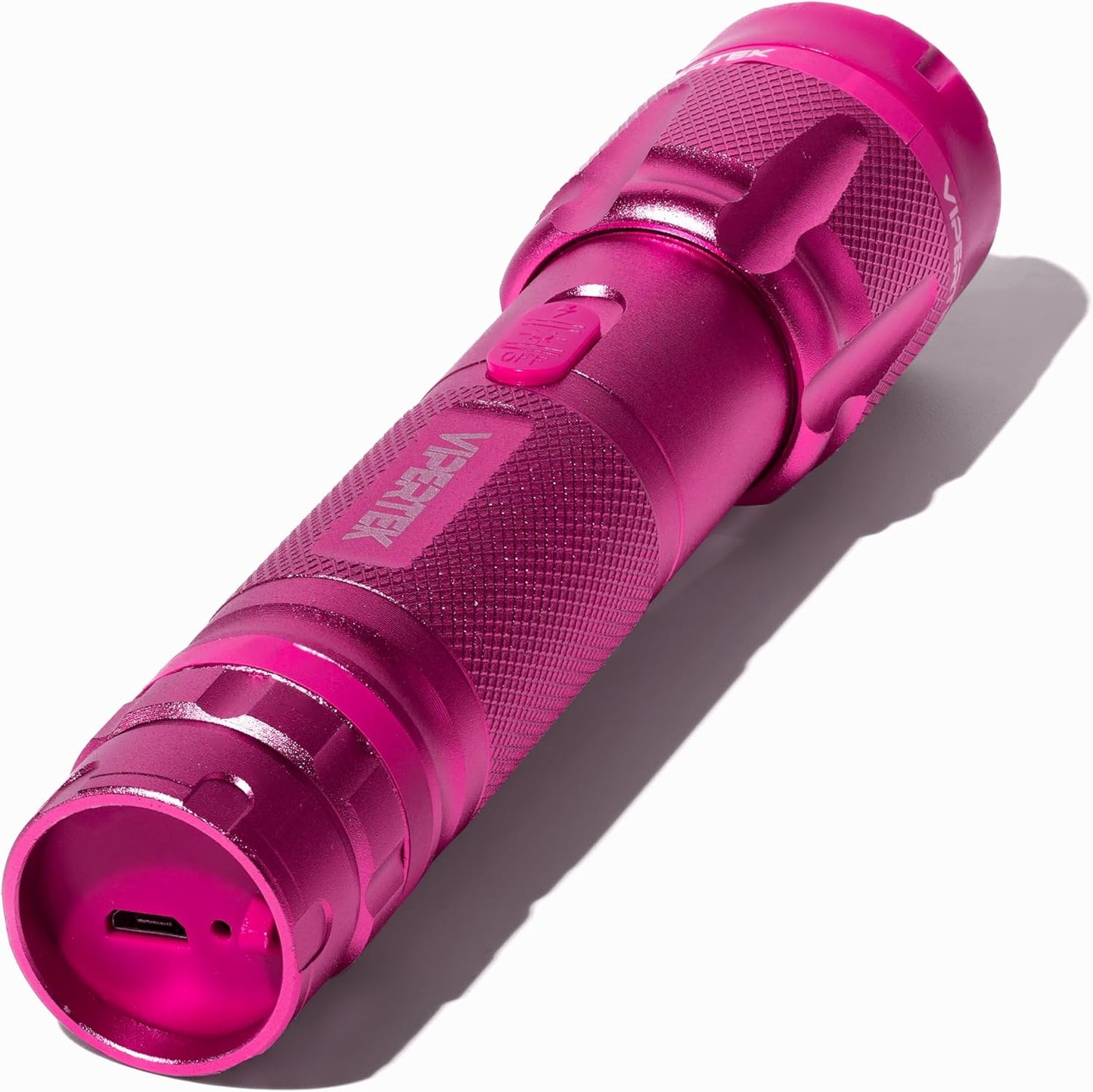 VIPERTEK VTS-T03 Aluminum Stun Gun for Self Defense Rechargeable with LED Flashlight, Pink