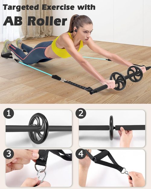 Pilates Bar Kit with Stackable Resistance Bands - Workout Equipment for Legs, Hip, Waist, Arms - Fitness Equipment for Women & Men Home Gym Yoga