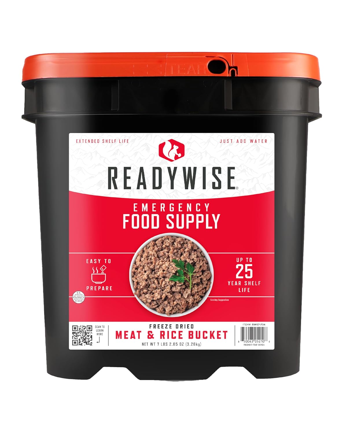 ReadyWise Emergency Food Supply - 132 Servings Survival Bucket, Dehydrated Meals for Camping & Disaster Prep, 25-Year Shelf Life