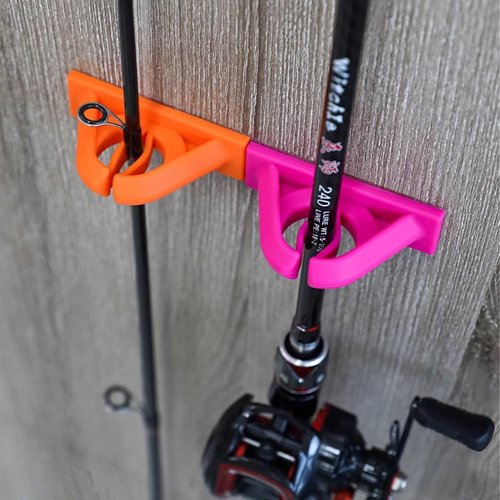 Wall-Mounted Fishing Rod Holder No-Drill Fishing Rod Holders for Garage, Rod Holders for Fishing Boat, and Rod Holders for Wall, Durable Fishing Pole Holders for Any Adhesive Surface(6pc Orange)