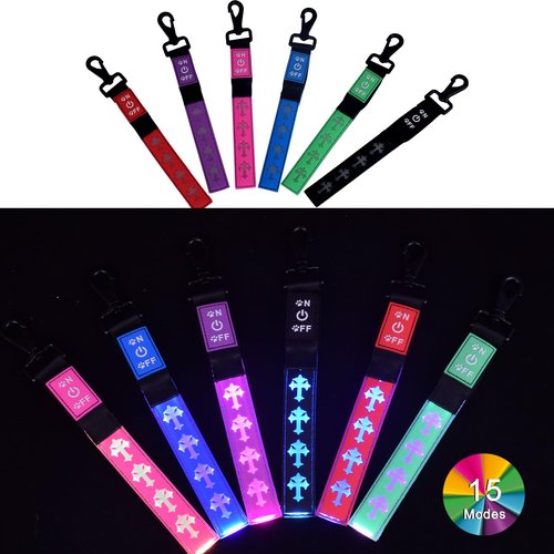 USB REACHRGEABLE Led Pendent for ladies bag, 15 mode color changing Double Side Flash Pendant for students bag (CROSS, BLACK)