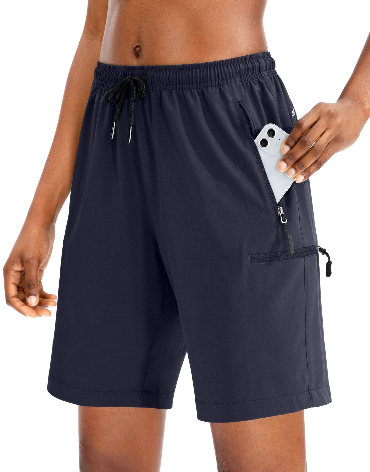 SANTINY Women's 5''/ 7''/9'' Hiking Cargo Shorts Quick Dry Lightweight Summer Shorts for Women Athletic Golf Zipper Pockets(Navy_3XL)