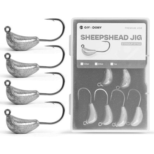 Sheepshead Jigs, Standup Style Jigheads with 4~10PCs, 3X Strengthened Hook Equipped with 1/2oz for Saltwater Fishing