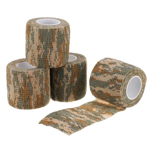 PATIKIL 2in x 14.76ft Camo Tape Wrap, 4 Rolls of Self-Adhesive Camouflage Tape for Hunting Climbing Outdoor Camera Flashlight, Dune