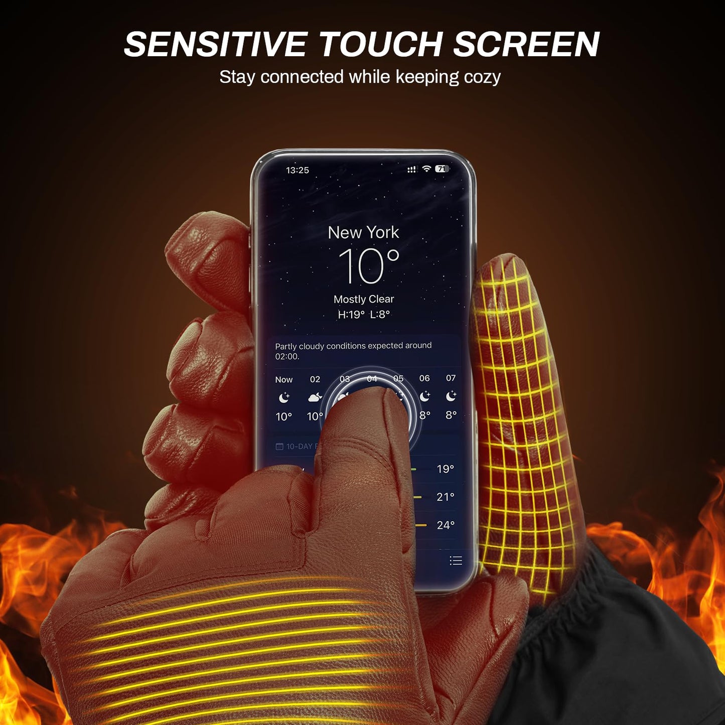 Antarctica Gear Heated Gloves for Men and Women, Winter Ski Gloves with 2 3200mAh Battery Packs, Rechargeable Heating Warm Gloves for Motorcycle for Hiking Camping Hunting