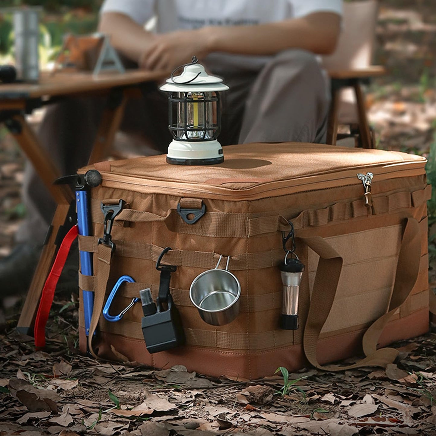 Fockety Camping Storage Bag, 45L Large Capacity Tactical Utility Tote Bag with Handles, Multifunction BBQ and Picnic Bag Organizer Trunk Organizer for Grocery Shopping Camping