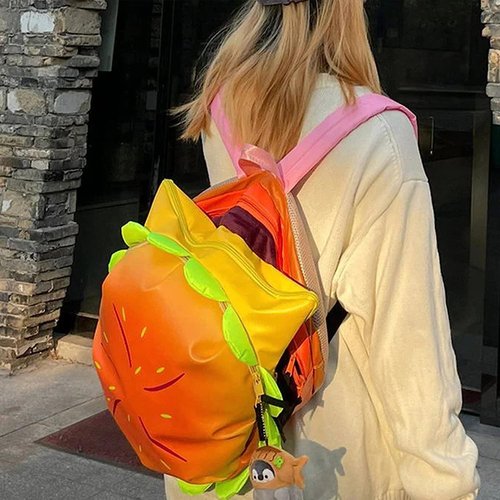 Hkufpq Cheeseburger Backpack Multi-Compartment, Universe Hamburger Backpack Burger Backpack Daypack