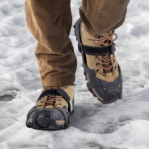 Starrylake Ice Snow Cleats Crampons with 10 Tungsten Spikes with Reflective Strips for Shoes and Boots Anti Slip Traction Cleats for Running, M