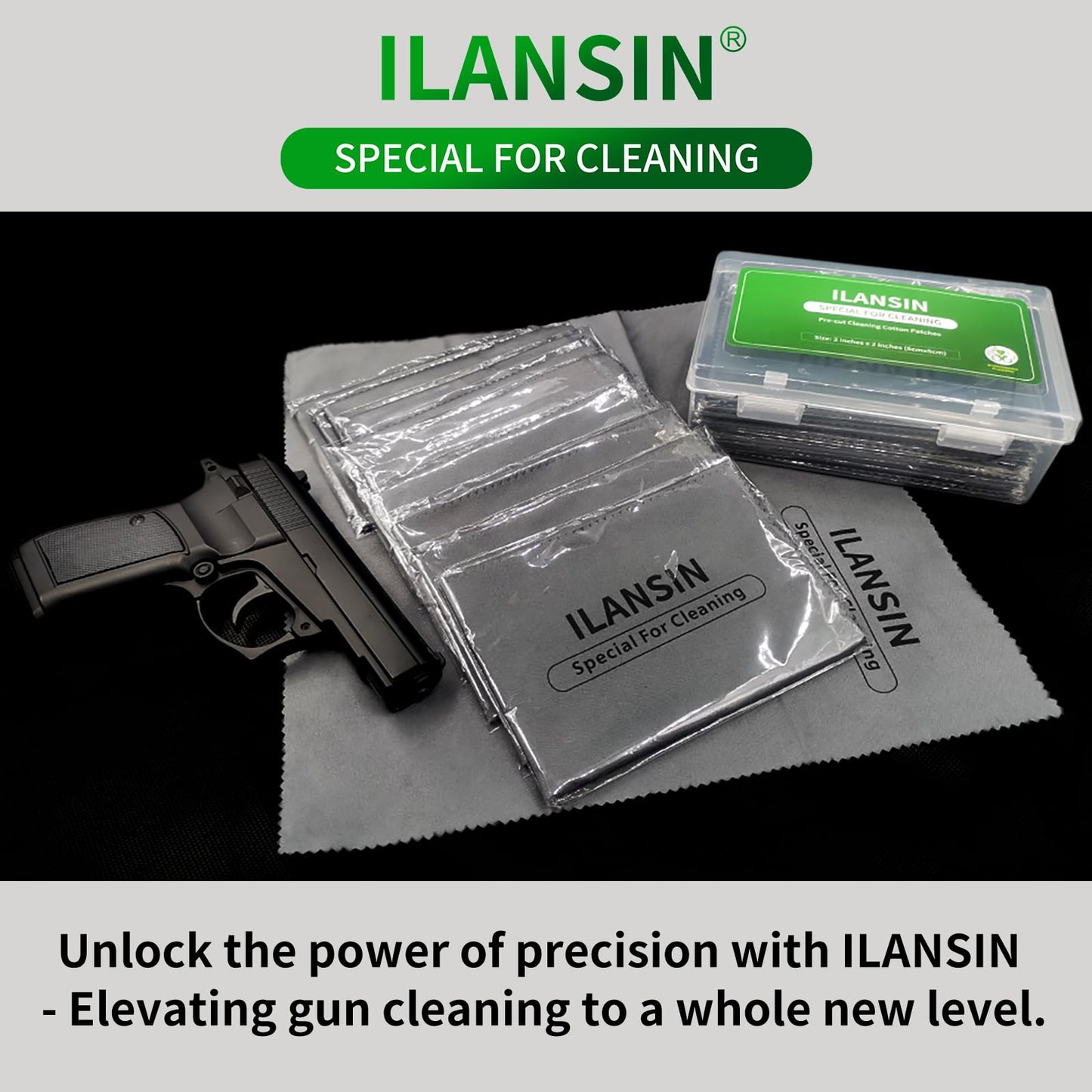 ILANSIN 10 Pack Technology Microfiber Black/Gray Gun Cleaning Cloth-Large Size-Lint Free-Reusable Cleaning pad for All Firearm-Each Pack is Individually Packaged in a Case-Gun Cleaning Supplies Store…