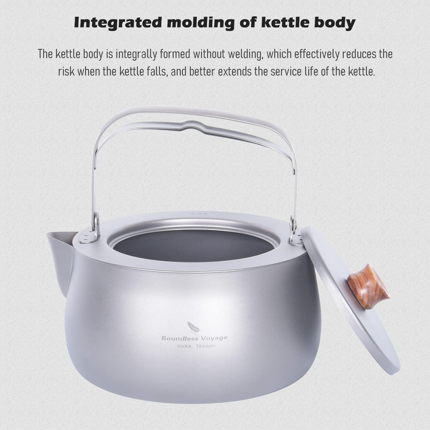 Boundless Voyage Titanium Kettle 800ml/27fl oz Folding Handle Filter Camping Teapot Coffee Pot for Outdoor Boil Water