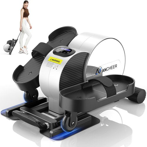 Under Desk Elliptical Portable and Quiet Leg Exerciser While Sitting for Seniors with Remote and App Control, LCD Display, Electric Seated Pedal Ellipse Machine for Home (Black)