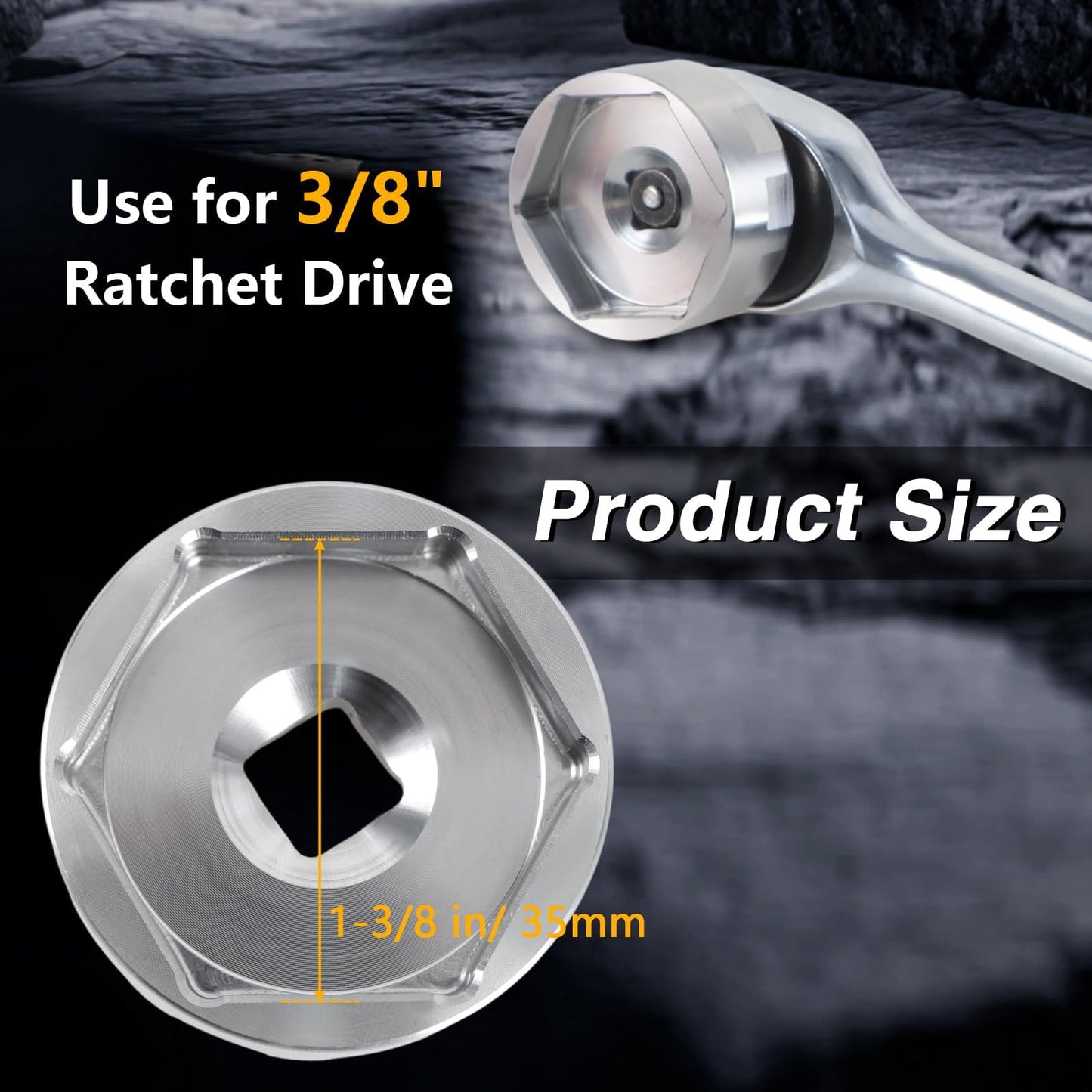 EVRBUL 1-3/8" Motorcycle Front Fork Cap Nut Socket Tool, 35mm 6 Hex Flat Socket Compatible with Harley Sportster Big Twin Motorcycle