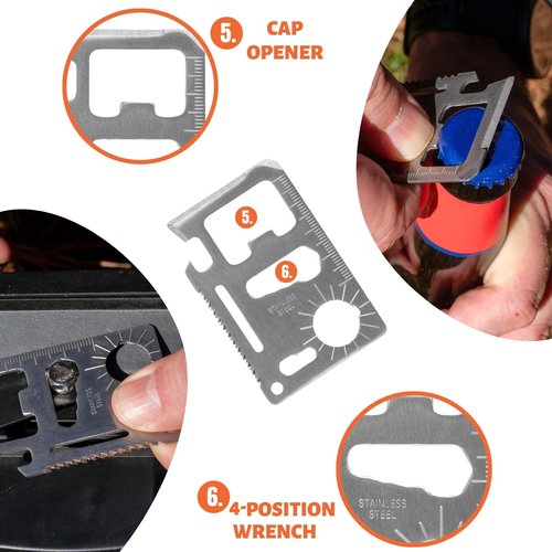 Tactiko Survival Siren and Multitool - Emergency Whistle & 10-in-1 Stainless Steel Pocket Tool with Carry Pouch - Essential Survival Gear Bundle for Camping, Hiking, and Outdoors - U.S. Company