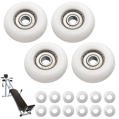Qty.4 Machined Wheels/Rollers 626Z Ball Bearing for Total Gym Wheels/Rollers 2000, 3000, 3000 XL, and a Few Very Early XL, Platinum Plus, Pro, Supra (White)