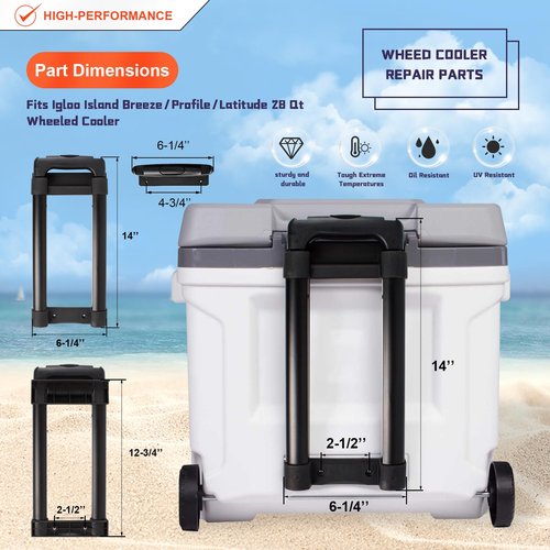 LBB-Parts Telescoping Handle for Island Breeze 28 Qt Roller Coolers,Replacement Ice Cube Cooler Handle,Cooler Replacement Handle for Igloo 28QT-54QT Coolers