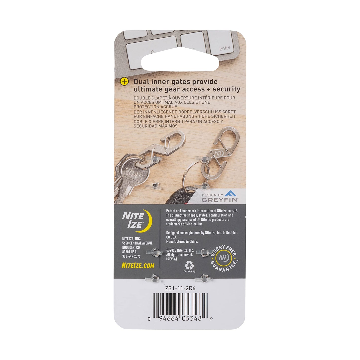 Nite Ize Z-Series Dual Carabiner, Double Gated Stainless Steel Clip