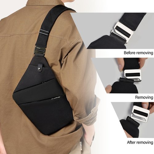 PDUHKO Sling Bag Anti Theft Crossbody Bag Men and Women Small Sling Backpack Shoulder Bag for Travel Hiking Sport Daypack(BLACK Right)