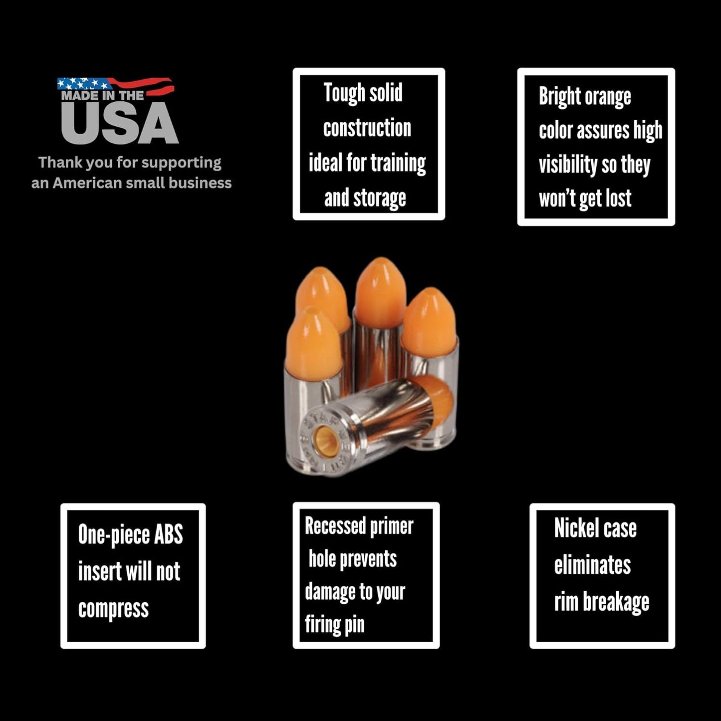ST Action Pro 9mm Snap Caps – Orange Safety Trainer Dummy Rounds, Reusable Dry Fire Training Ammunition (10-Pack) for Gun Owners