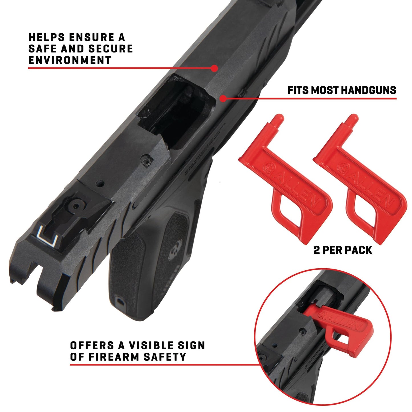 Allen Company Handgun Chamber Safety Flag, 2-Pack, Red