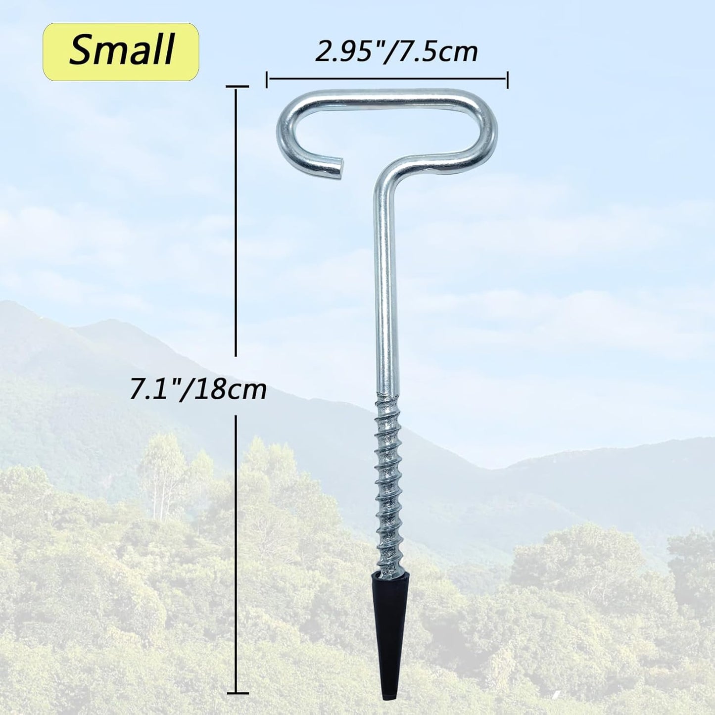 4Pcs Heavy Duty Tent Stakes, 18cm Ground Anchors, Threaded Peg for High Winds, Ice Fishing Shelter Nails, Metal Stake for Outdoor Summer Camping Activities, Durable Tent Fixer Spikes