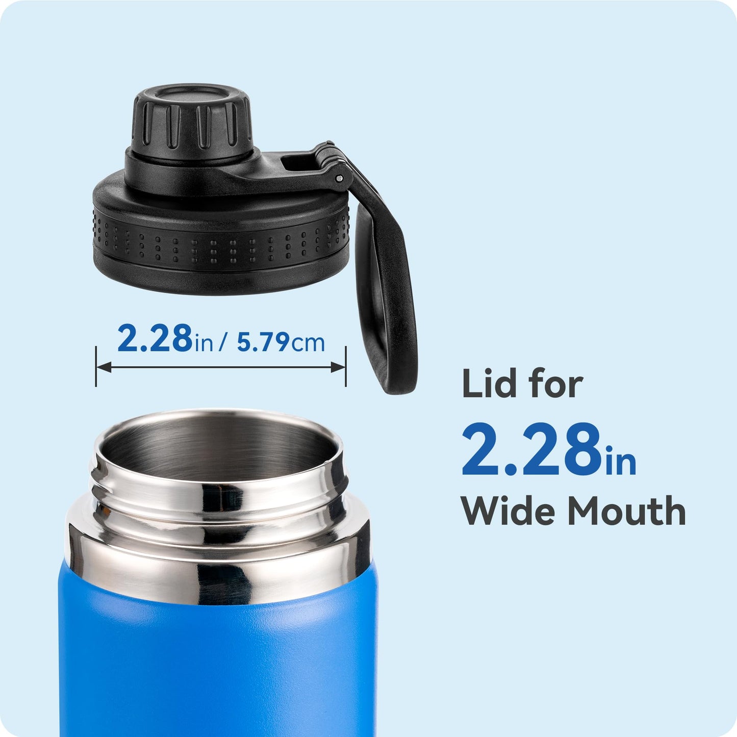 Prurex Spout Lid for Hydro Flask Wide Mouth Water Bottles, Replacement Lid for 12 16 18 22 32 40 64oz 2.28" Wide Mouth Sports Water Bottles Accessories (Black, 1 Pack)