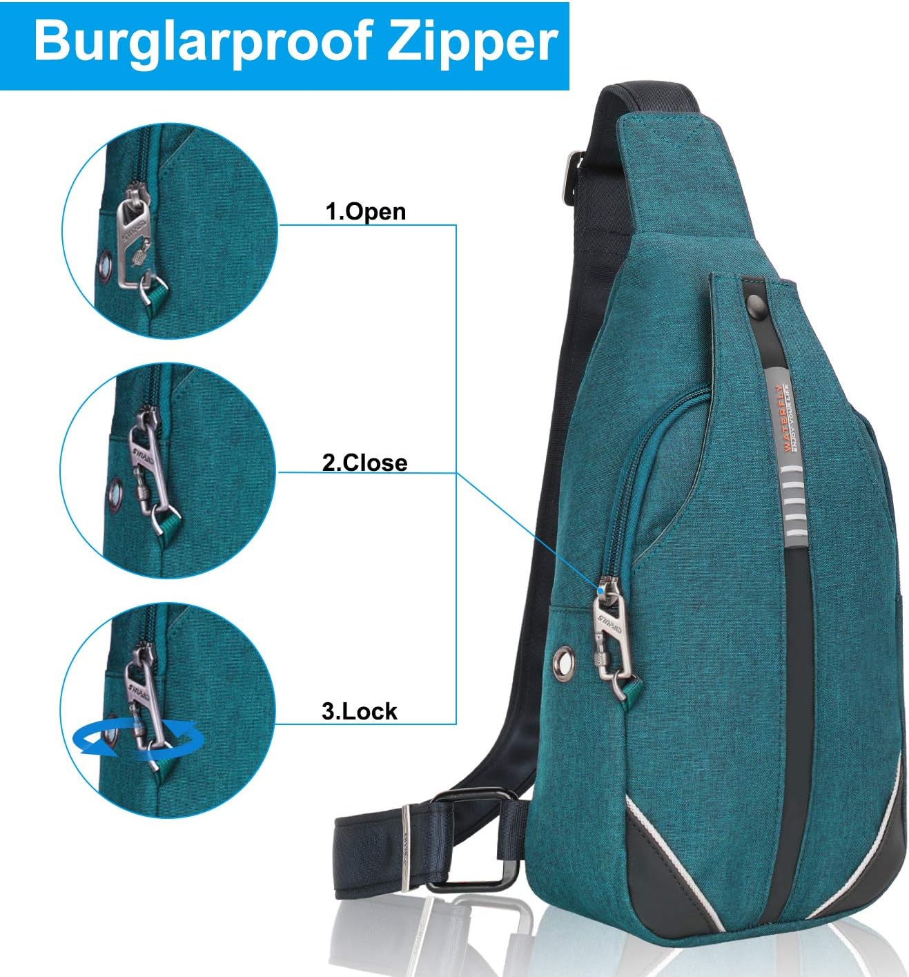 WATERFLY Small Crossbody Sling Backpack Anti Theft Backpack for Traveling Chest Bags for Men&Women Multipurpose Casual Daypack Hiking Shoulder Bag (Black)
