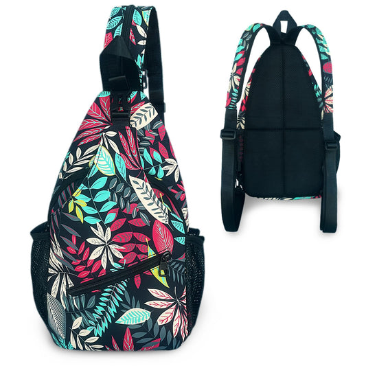 LAIPUTER Red Leaves Sling Bag For Women Men Crossbody Chest Bag Trendy Shoulder Bags Backpack Two-Purpose Bag Casual Daypacks Belt Bag For Travel Hiking